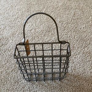 Metal Wire Basket with Handle - Rustic Gray
